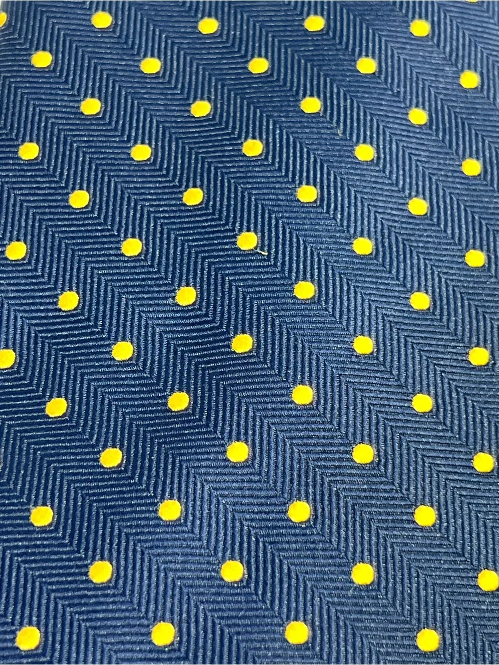 IZOD Men’s Navy Blue Yellow Polka Dot Textured Herringbone Tie Classic Length